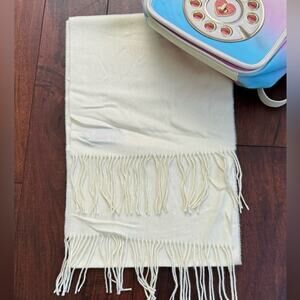 Geoffrey Beene Cashme Made in Italy Ivory Wide Width Fringe Scarf
